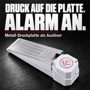 Alarm-Türstopper Premium Weiß – Metall-Druckplatte als Auslöser