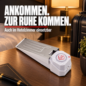 Alarm-Türstopper Premium Weiß – Auch im Hotelzimmer einsetzbar