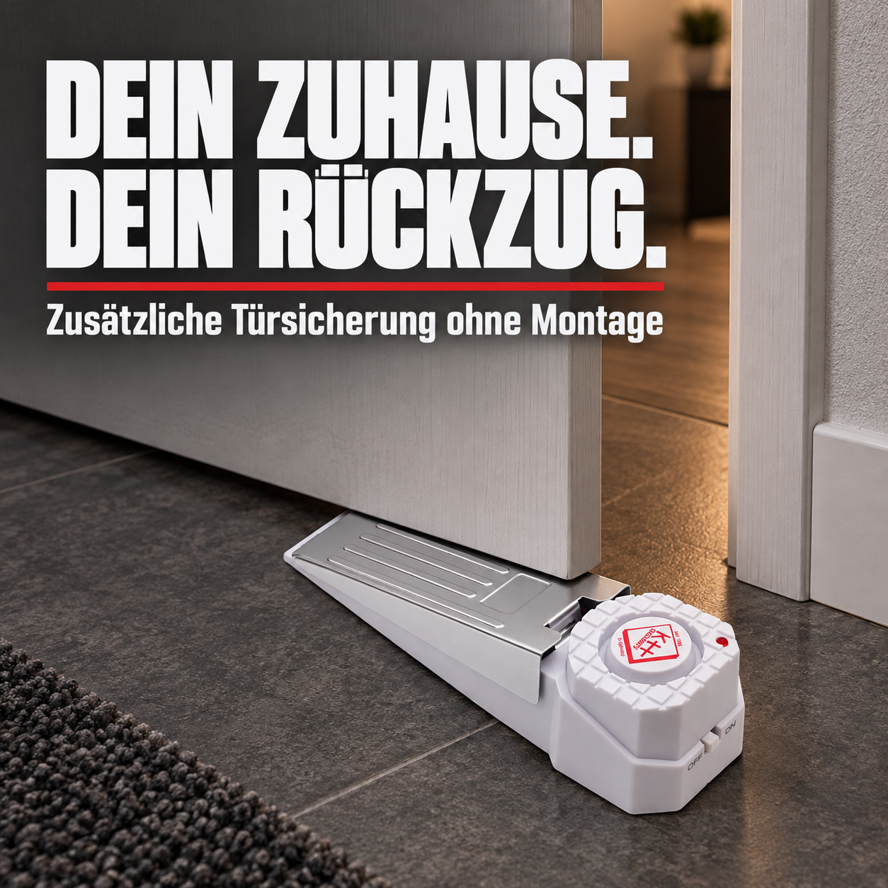 Alarm-Türstopper Premium Weiß – Zusätzliche Türsicherung ohne Montage