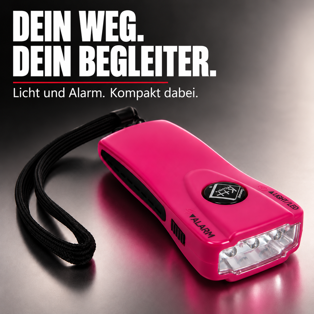 kh-security Alarmtaschenlampe – Pink – DEIN WEG. DEIN BEGLEITER.
