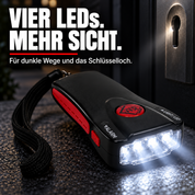 kh-security Alarmtaschenlampe – Schwarz – VIER LEDs. MEHR SICHT.
