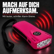 kh-security Alarmtaschenlampe – Pink – MACH AUF DICH AUFMERKSAM.