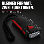 kh-security Alarmtaschenlampe – Schwarz – KLEINES FORMAT. ZWEI FUNKTIONEN.