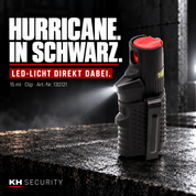 Hurricane LED-Pfefferspray 15 ml schwarz – Variante 130121
