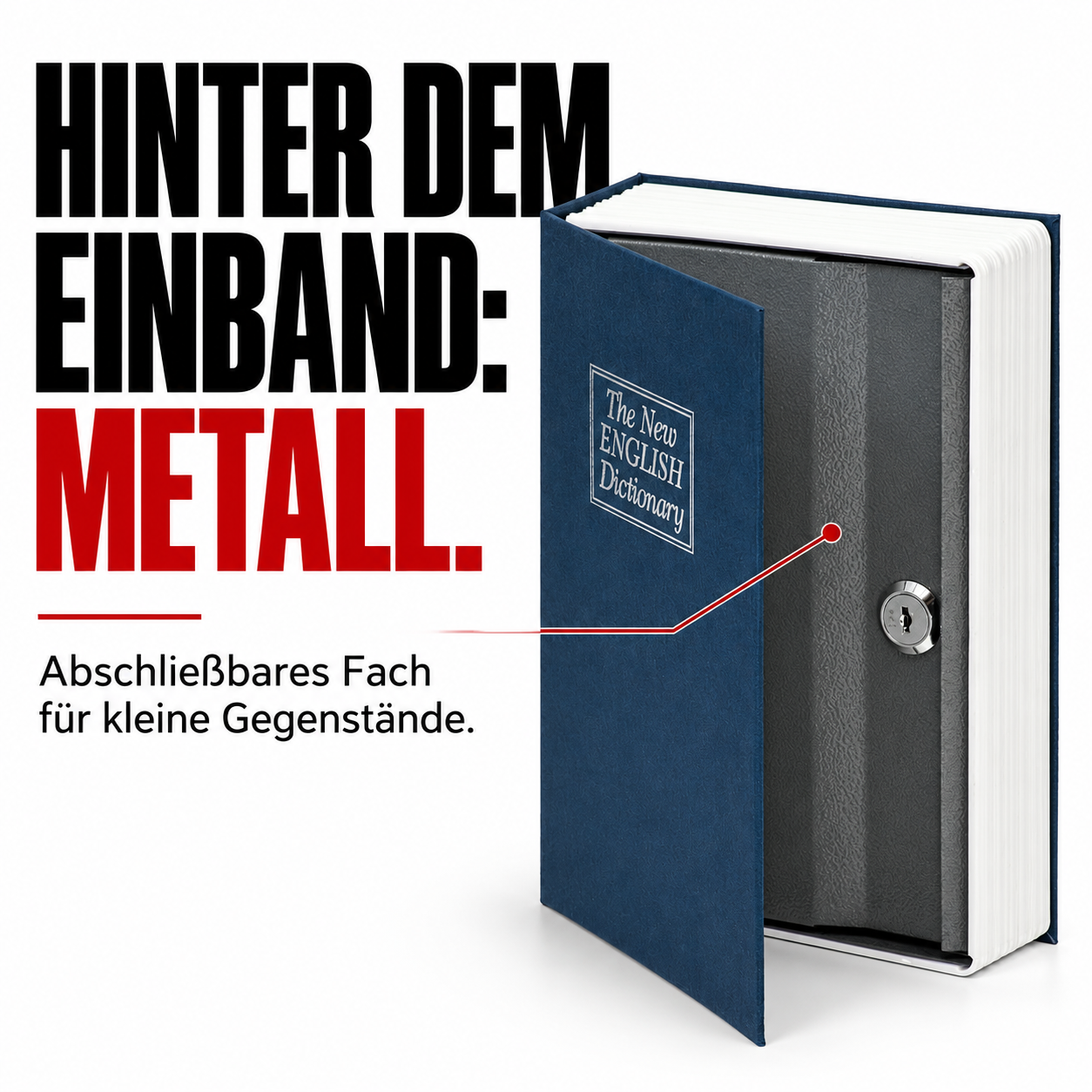 Buchsafe English Dictionary – HINTER DEM EINBAND: METALL.