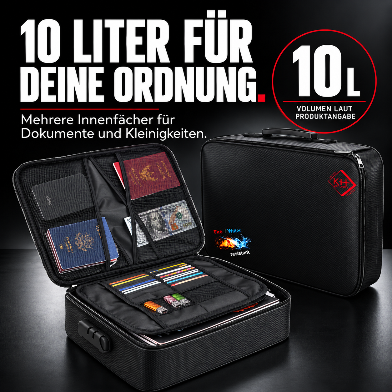 Dokumenten-Organizer BIG mit Zahlenschloss – 10 LITER FÜR DEINE ORDNUNG.