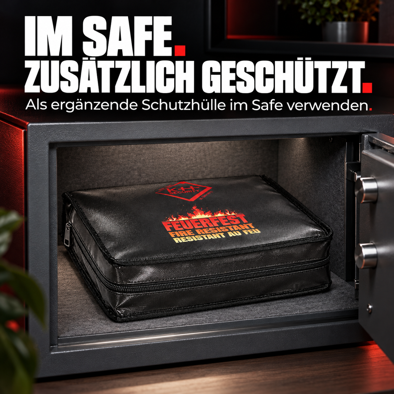 Feuerfester Dokumentenordner XXL – 8,4 Liter – IM SAFE. ZUSÄTZLICH GESCHÜTZT.