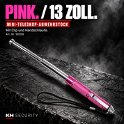 Mini-Teleskop-Abwehrstock Pink, 13 Zoll, mit Clip und Handschlaufe – Artikel 160158