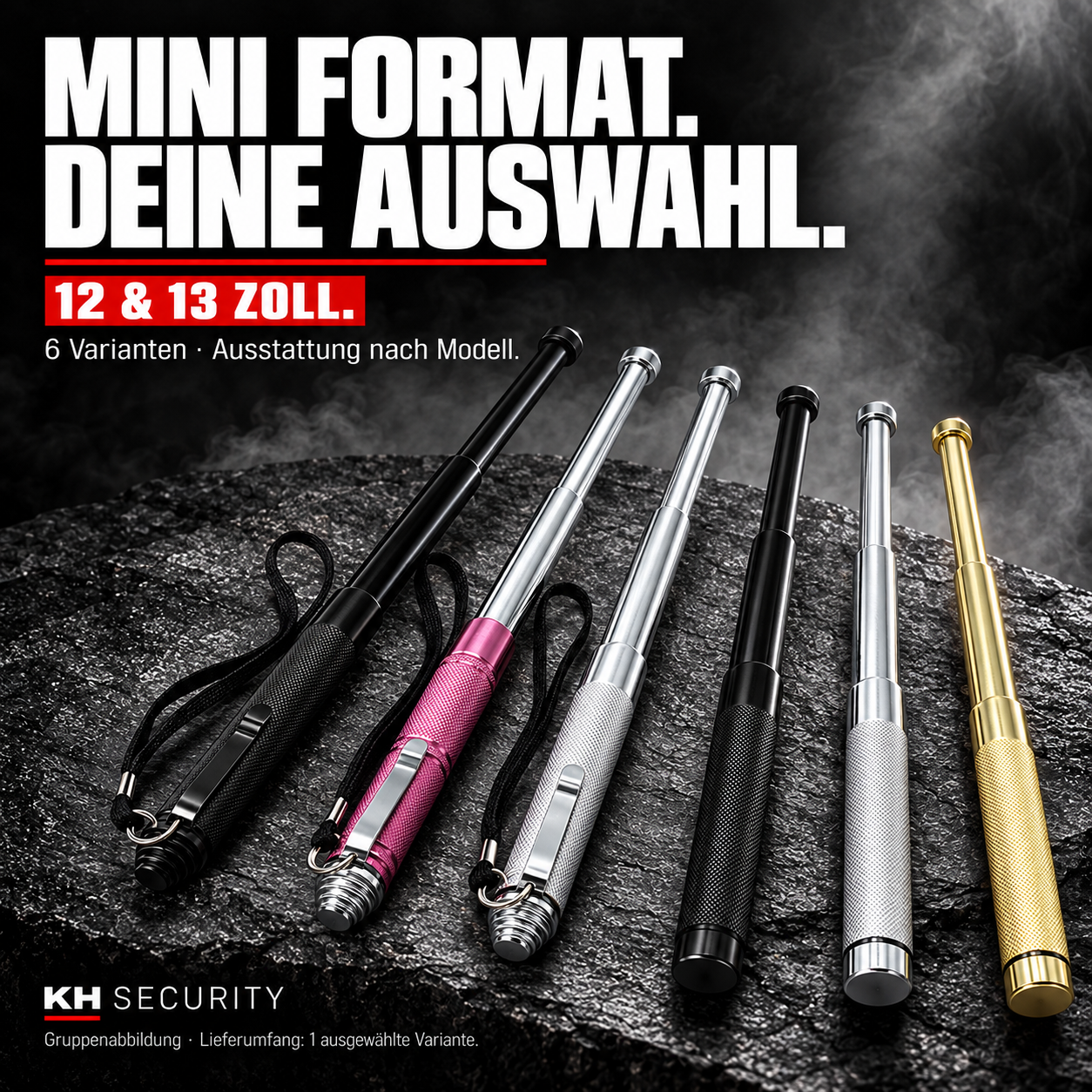 Mini-Teleskop-Abwehrstock – sechs Varianten in 12 und 13 Zoll