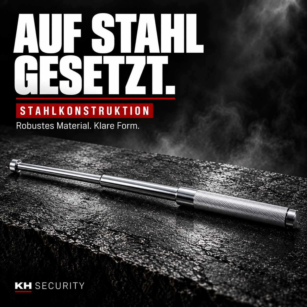 Mini Teleskop Abwehrstock in Silber – Stahlkonstruktion und klare Form