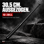 Mini Teleskop Abwehrstock in Schwarz – 30,5 cm ausgezogen, 12 Zoll