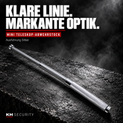 Mini Teleskop Abwehrstock in Silber – Produktmotiv mit geriffeltem Griff