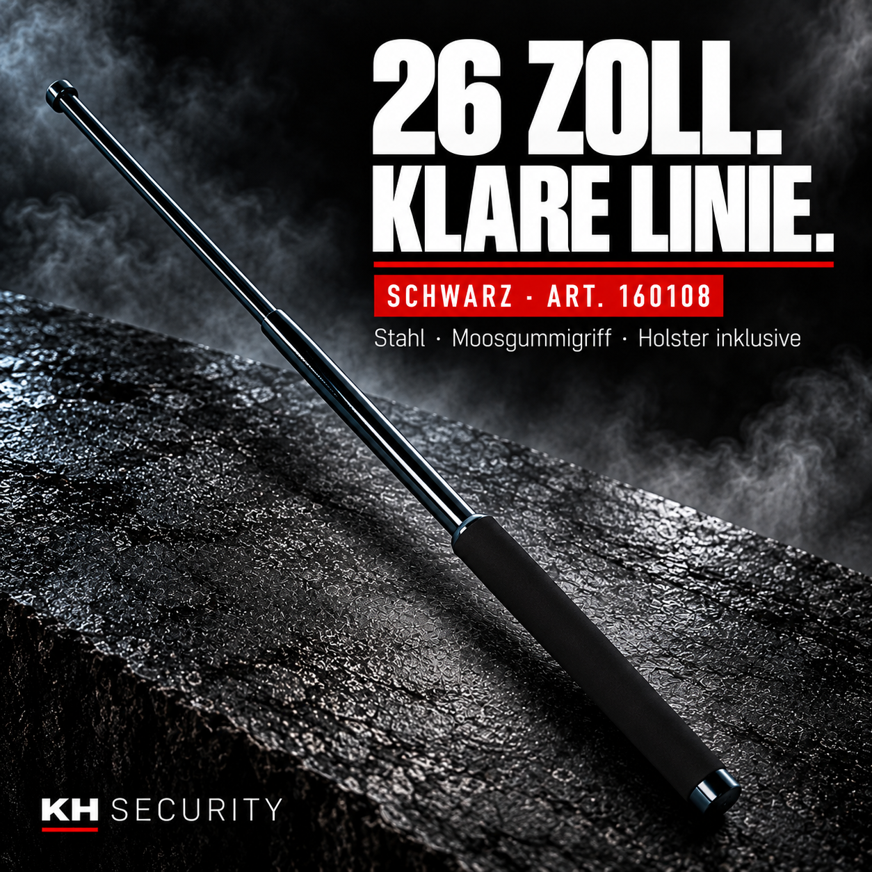 Teleskop-Abwehrstock Schwarz, 26 Zoll – Artikel 160108