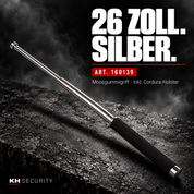 Teleskop-Abwehrstock Silber, 26 Zoll, schwarzer Moosgummigriff – Artikel 160139