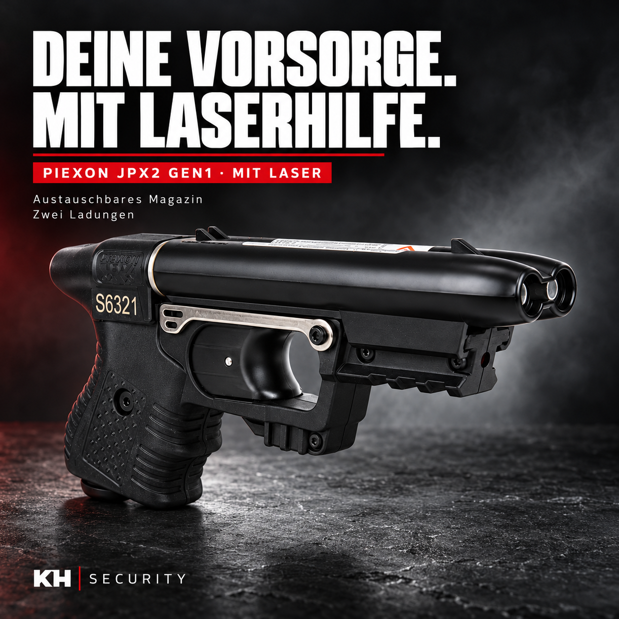 Pfefferspray Abschussgerät Piexon JPX2 Gen1 mit Laser – Premium-Titelmotiv