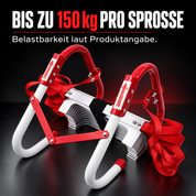 rettungsleiter-fire-max: BIS ZU 150 kg PRO SPROSSE Belastbarkeit laut Produktangabe.