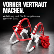 rettungsleiter-fire-max: VORHER VERTRAUT MACHEN. Anleitung und Fluchtwegplanung gehören dazu.