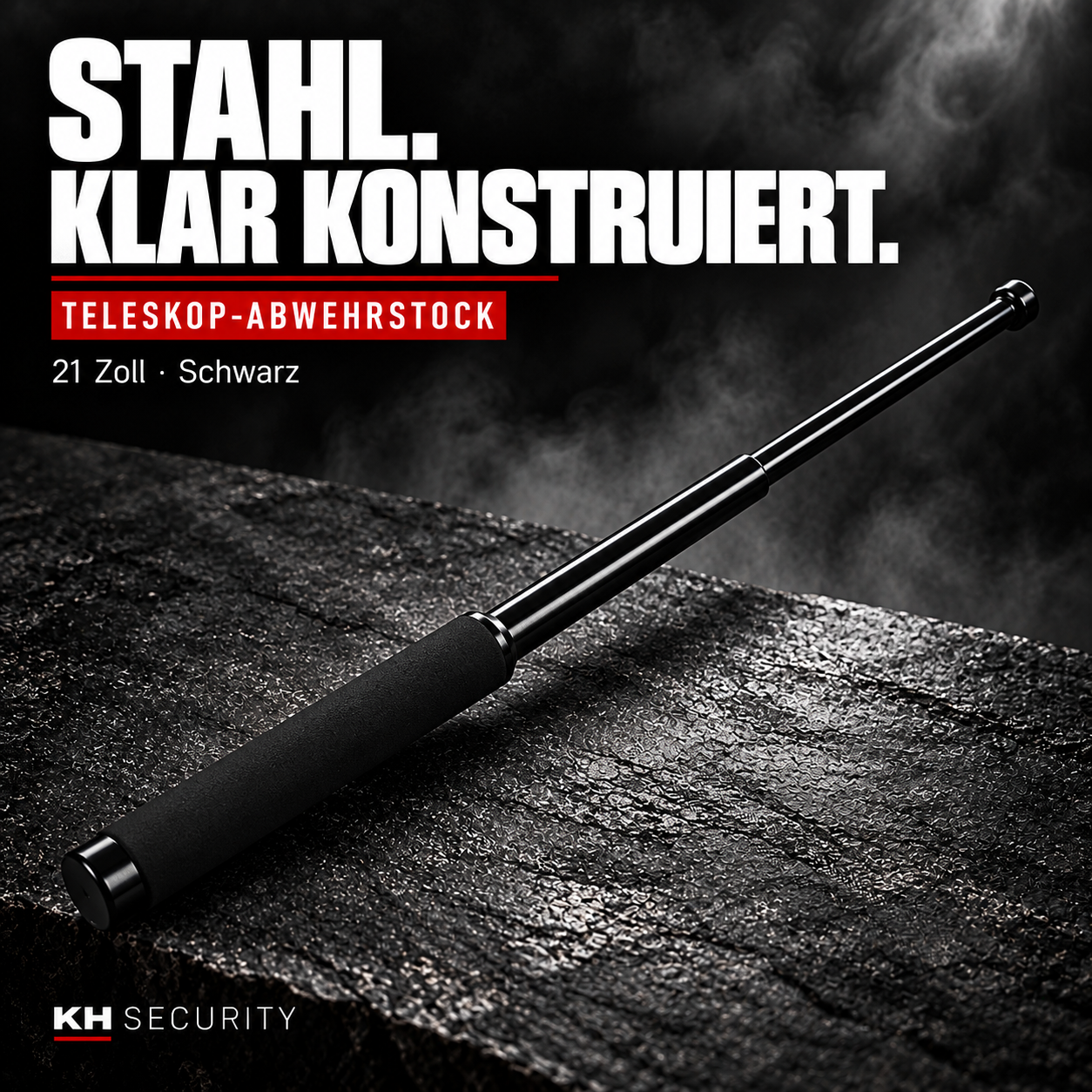 Teleskop-Abwehrstock 21 Zoll Schwarz – Detail der teleskopischen Stahlkonstruktion