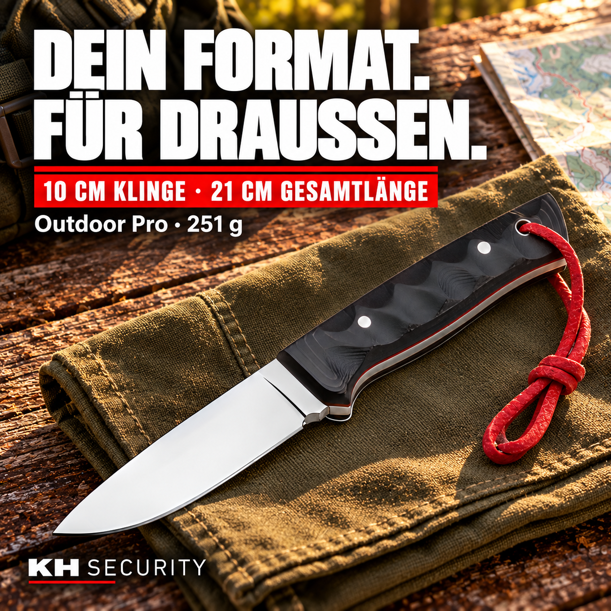 Outdoor Pro Messer – 10 cm Klinge, 21 cm Gesamtlänge und 251 g Gewicht