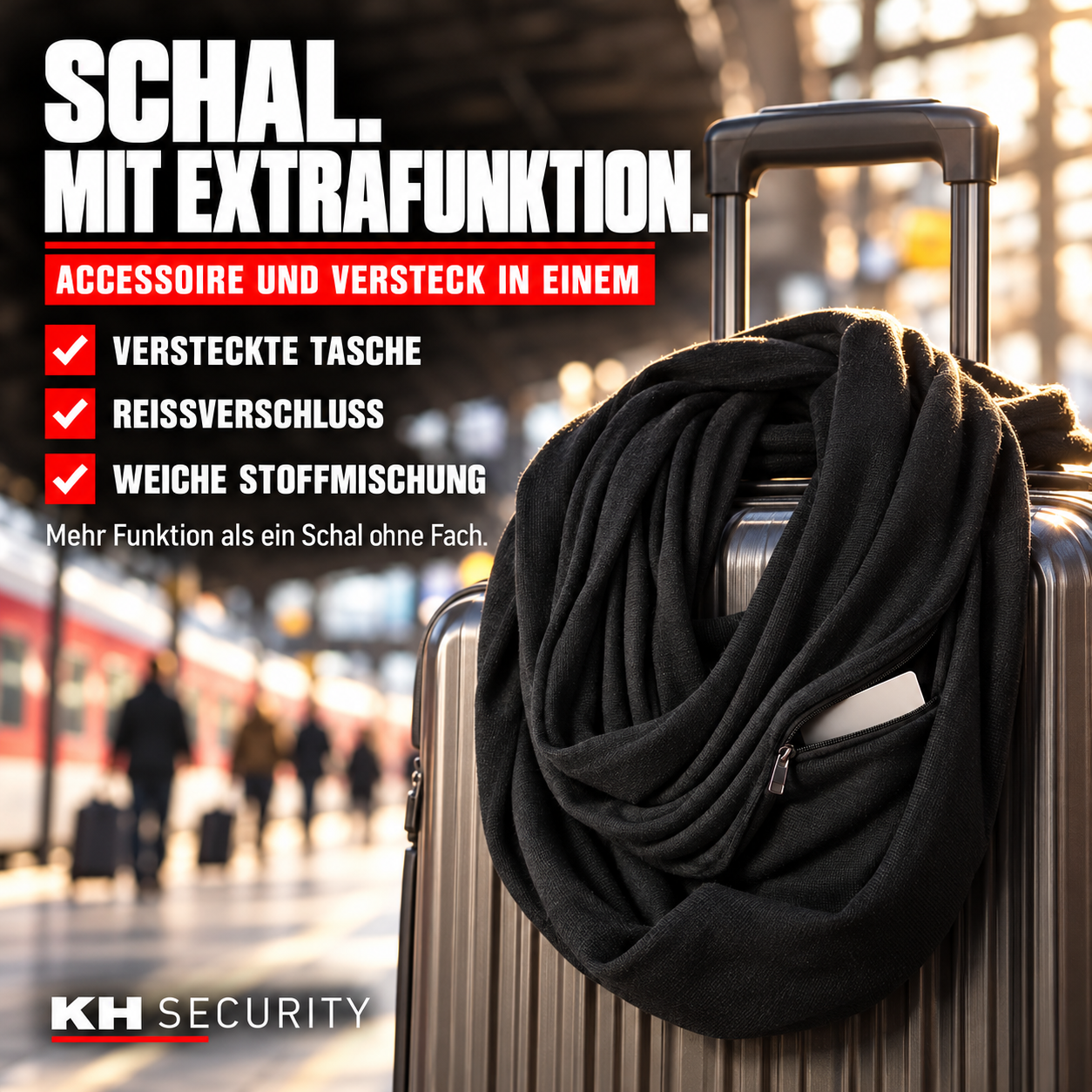 Safe-Schal im Funktionsvergleich – versteckte Tasche, Reißverschluss und weiche Stoffmischung