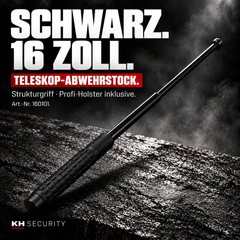 Teleskop-Abwehrstock 16 Zoll Schwarz mit Strukturgriff – Artikel 160101