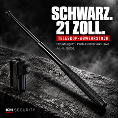 Teleskop-Abwehrstock 21 Zoll Schwarz mit Strukturgriff – Artikel 160106