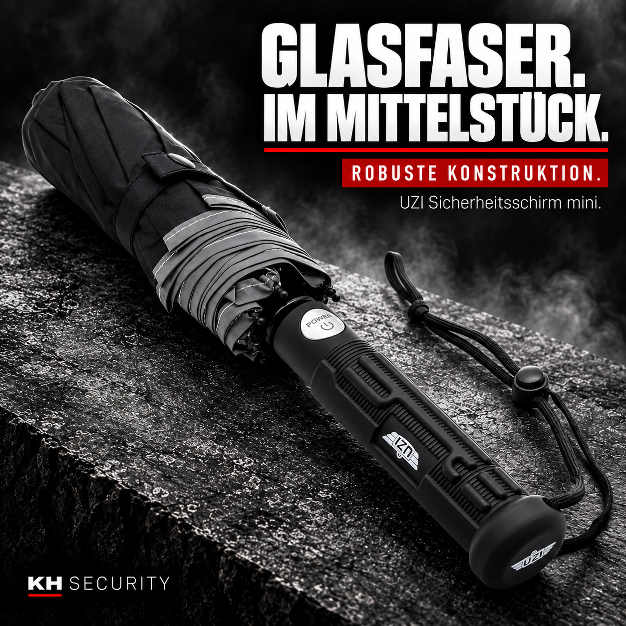 UZI Sicherheitsschirm mini mit Mittelstück aus Glasfaser