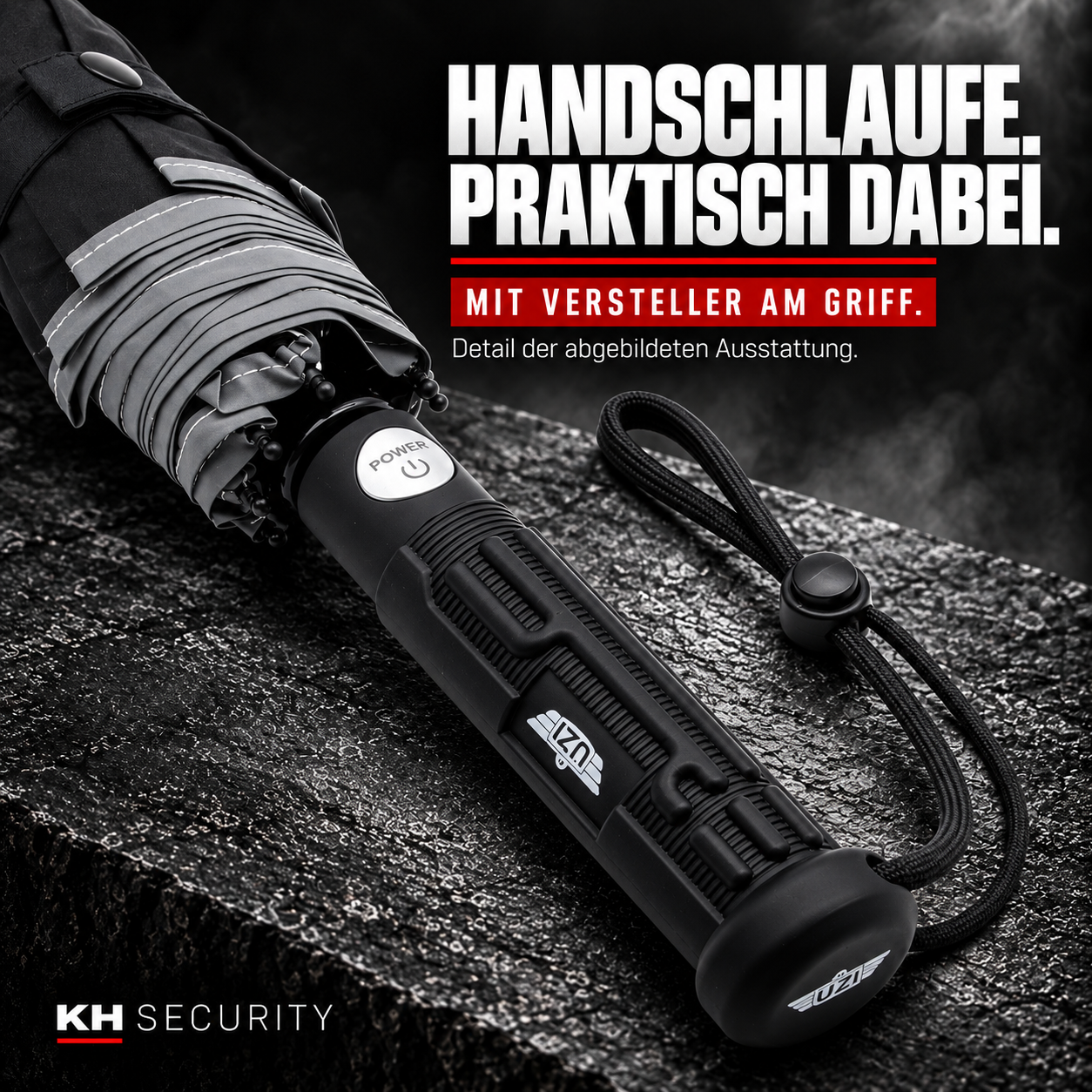 Handschlaufe mit Versteller am UZI Sicherheitsschirm mini